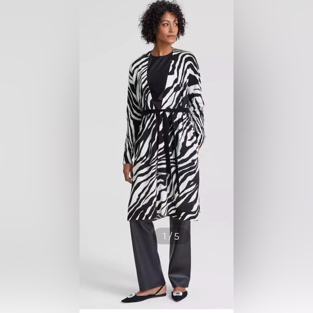 Charter Club Cashmere Zebra - Printed Cardigan